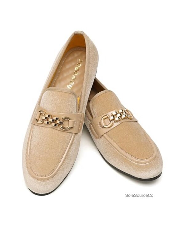 Other - Men's Velvet Loafers Slip-On Dress Shoes with Gold Horsebit